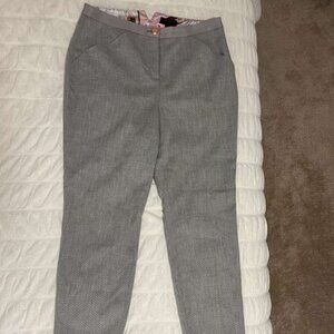 Ted Baker Tailored Gray Ankle Pants | Floral Lined | Size 2